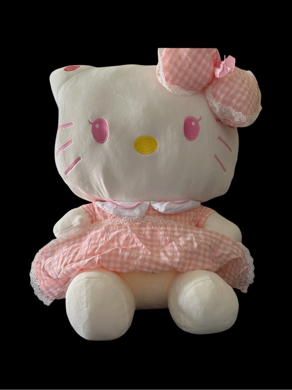 NWT-Hello Kitty Pink White Gingham Bow Plush Doll